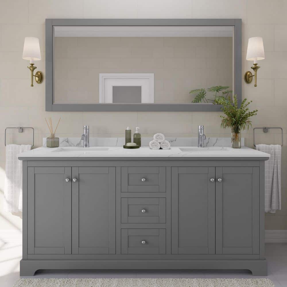 Avery 72 in. W x 22 in. D x 35 in. H Double Bath Vanity in Dark Gray with Giotto Quartz Top price history on PriceWatchPro