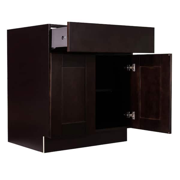 Anchester Assembled 36 in. x 34.5 in. x 24 in. Base Cabinet with 2 Doors and 1 Drawer in Dark Espresso