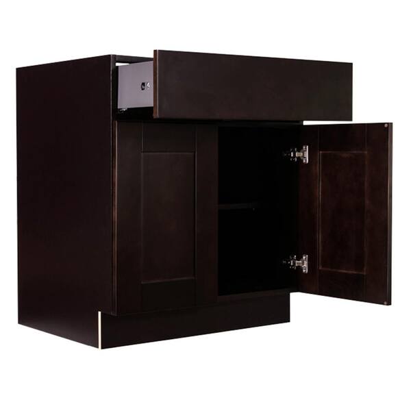 LIFEART CABINETRY Anchester Assembled 27 in. x 34.5 in. x 24 in. Base Cabinet with 2 Doors and 1 Drawer in Dark Espresso