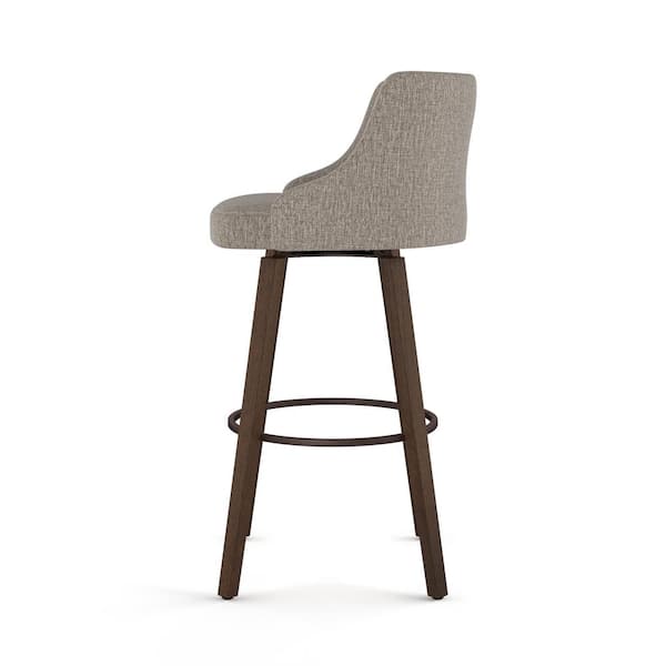 Ramon 26 in. Beige & Brown Woven Polyester/Brown Metal Swivel Counter Stool