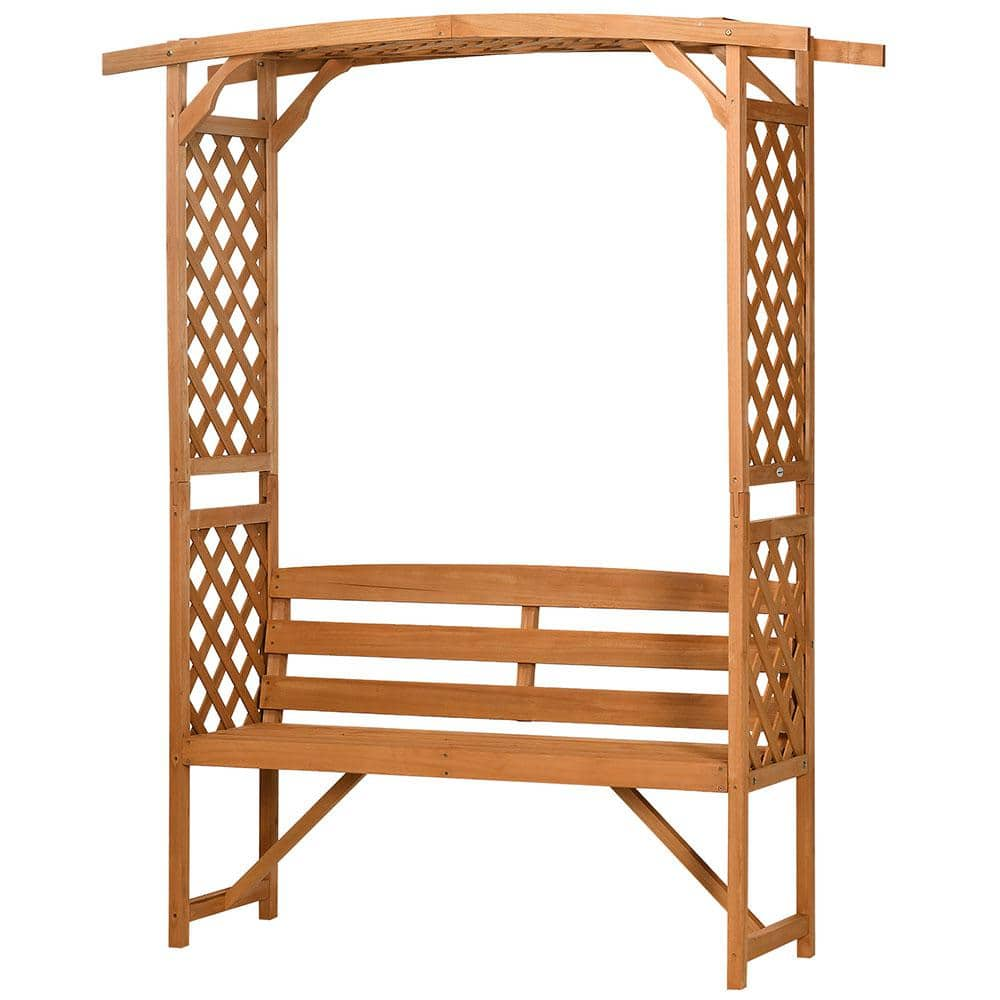 Misopily 3-Seat Wood Outdoor Garden Bench Arbor Arch with Pergola and 2 ...