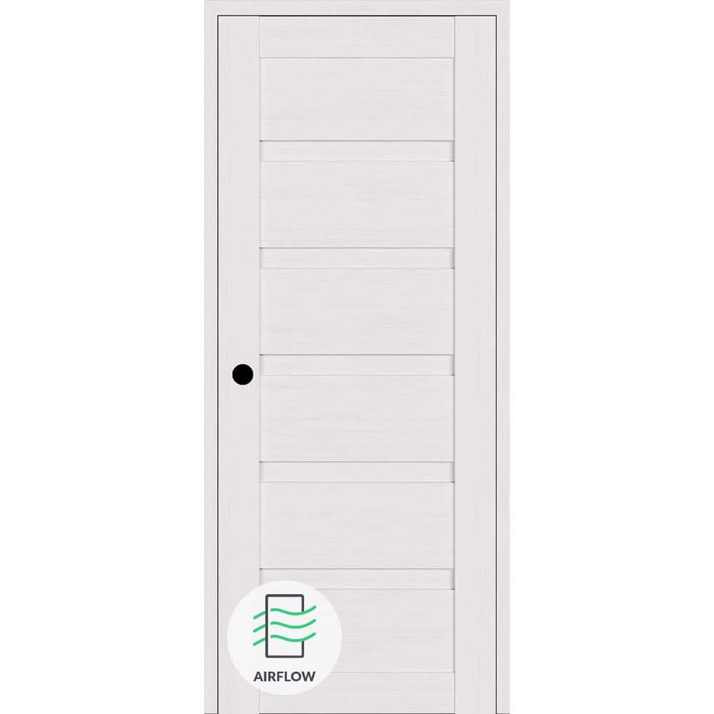 Louver DIY-Friendly 30 in. x 96 in. Right-Hand Bianco Noble Wood Composite Single Swing Interior Door price history on PriceWatchPro