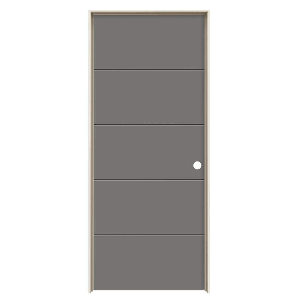 32 in. x 80 in. Left-Hand 5-Panel Solid Core Gray Pearl Painted Composite Single Prehung Interior Door price history on PriceWatchPro
