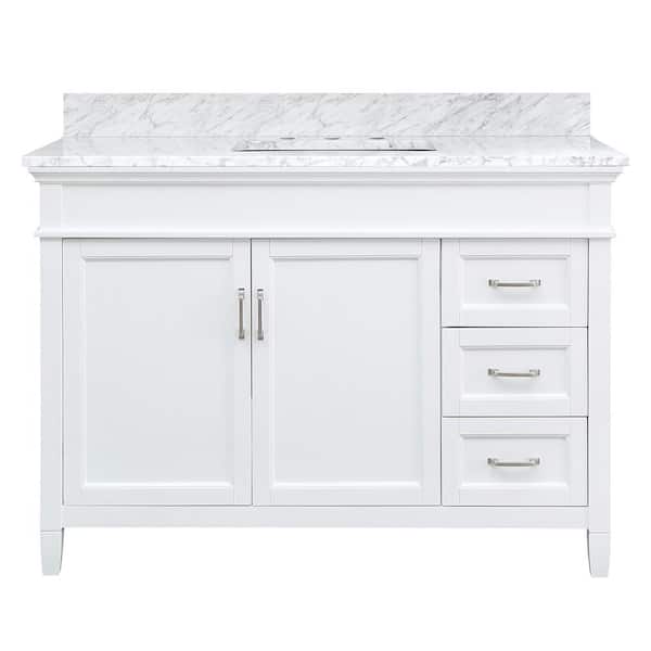 Home Decorators Collection Ashburn 49 in. Single Sink White Bath Vanity with Carrara White Marble Top (Assembled)