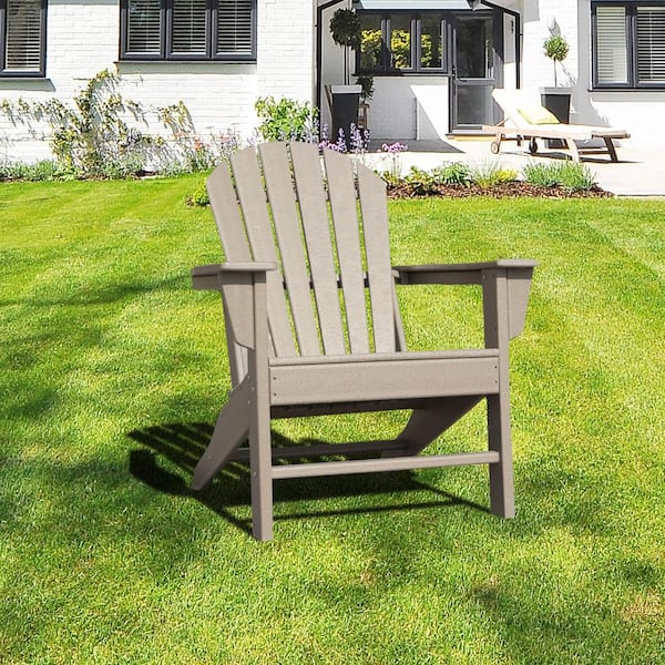 SUNRINX Weathered Wood Plastic Adirondack Chair