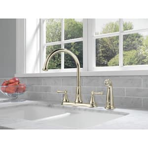 Cassidy 2-Handle Standard Kitchen Faucet with Side Sprayer in Polished Nickel