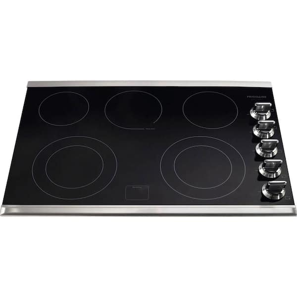 FRIGIDAIRE 30 in. Ceramic Glass Electric Cooktop in Stainless Steel with 5 Burners including a Warming Zone