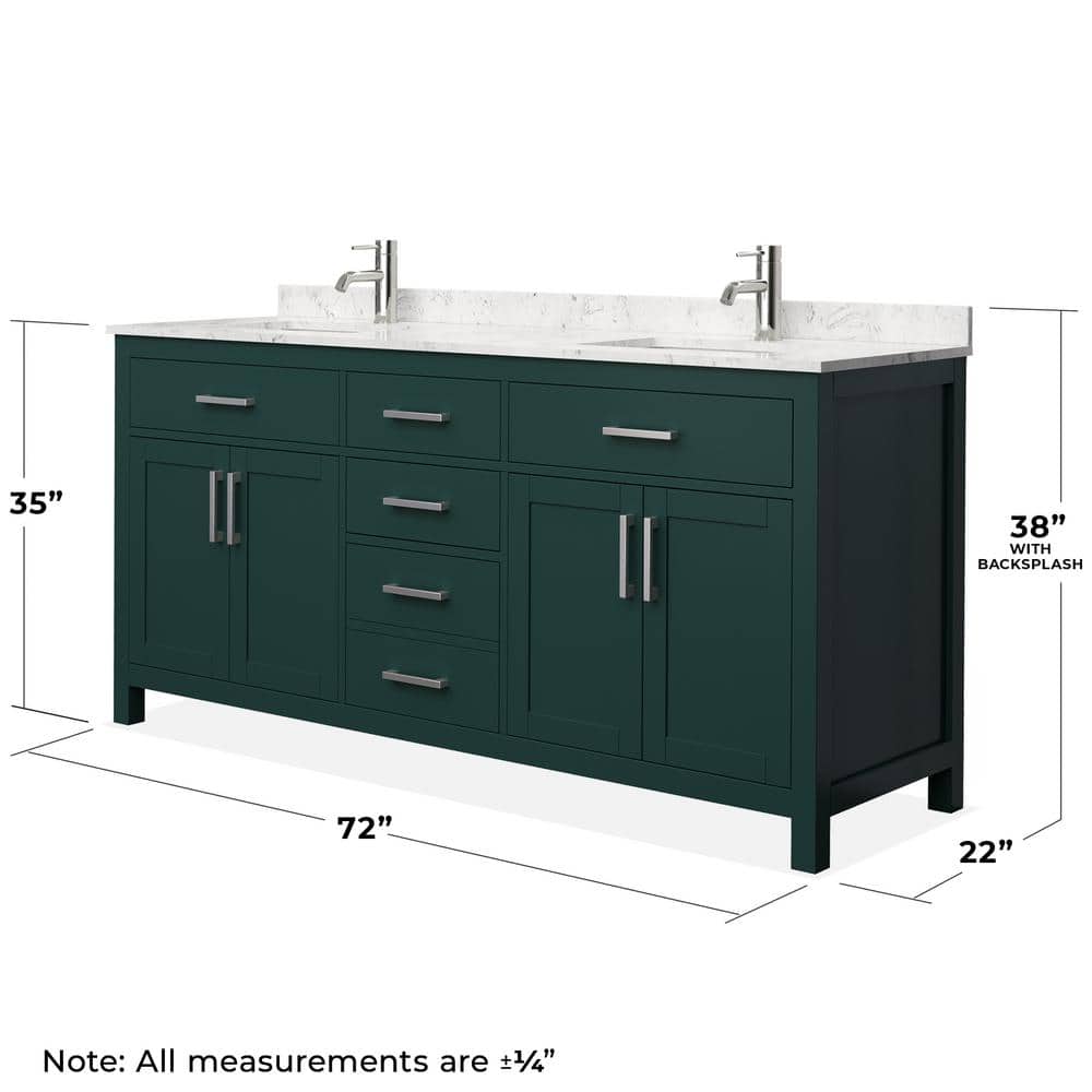 Beckett Green 72" Freestanding Double Vanity with Nickel Accents