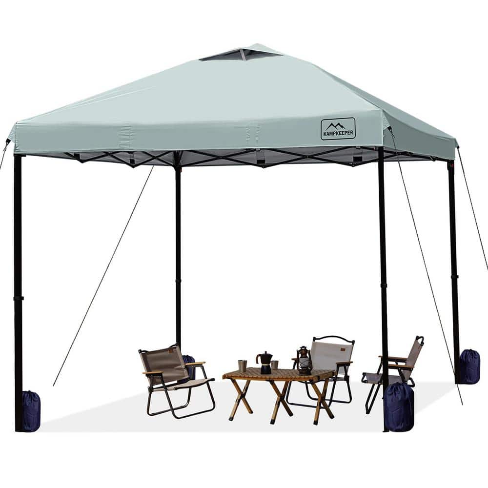 9.5 ft. x 9.5 ft. Gray Green Outdoor Shade Waterproof and Portable Pop-Up C