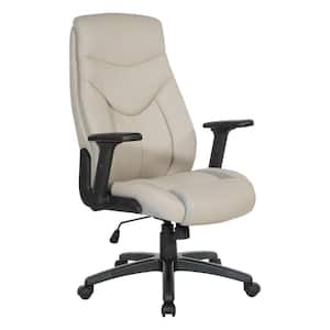 Work Smart Executive Taupe Bonded Leather High Back Office Chair with Adjustable Arms