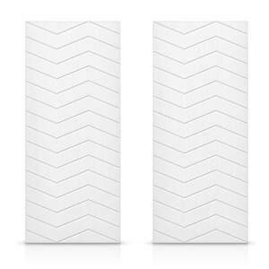 72 in. x 96 in. Hollow Core White Painted Composite MDF Interior Double Closet Sliding Doors