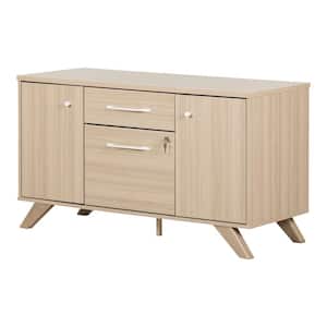 Helsy in Soft Elm Accent Cabinet Credenza with 2-Drawers