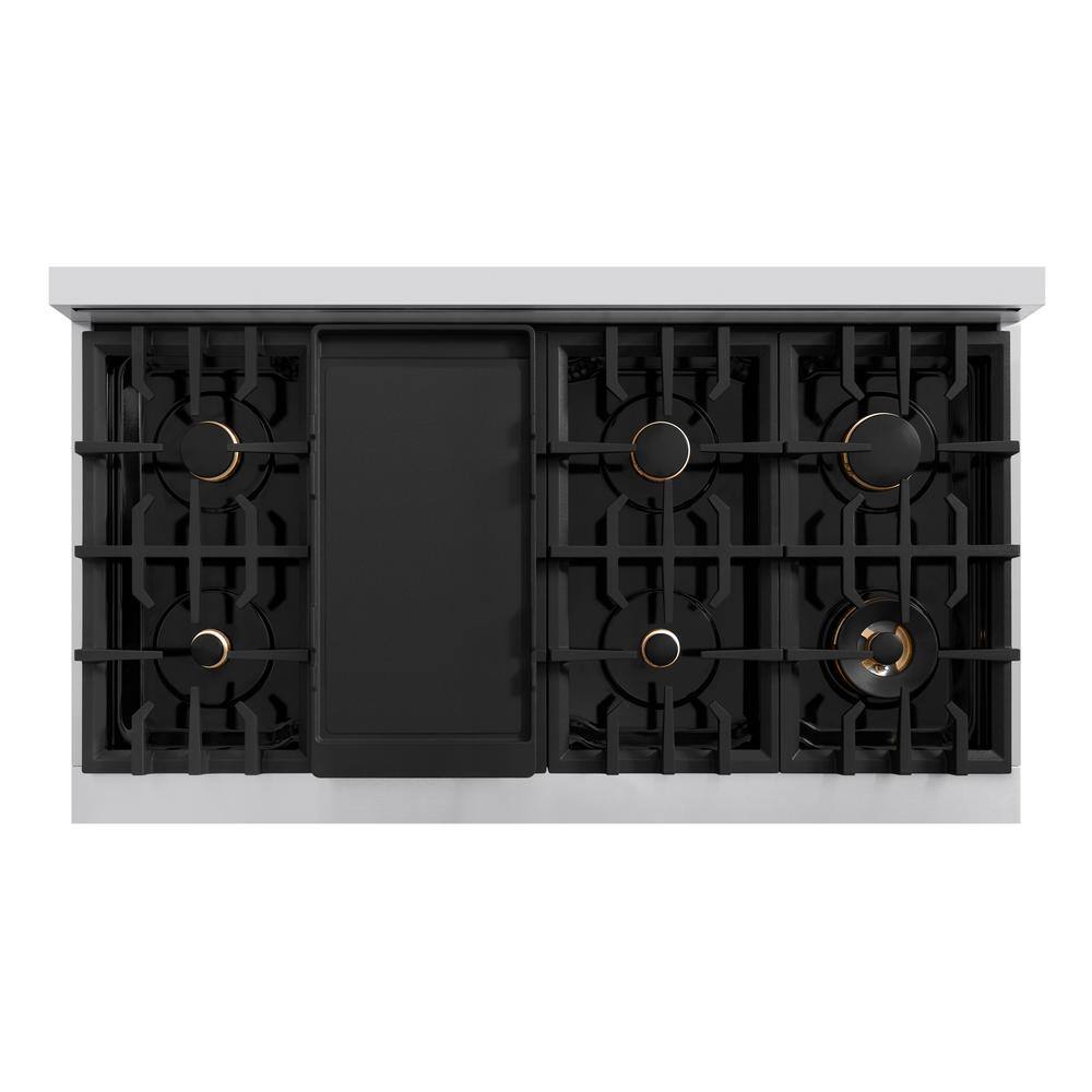 48" Stainless Steel Dual Fuel Range with 8 Burners and Griddle