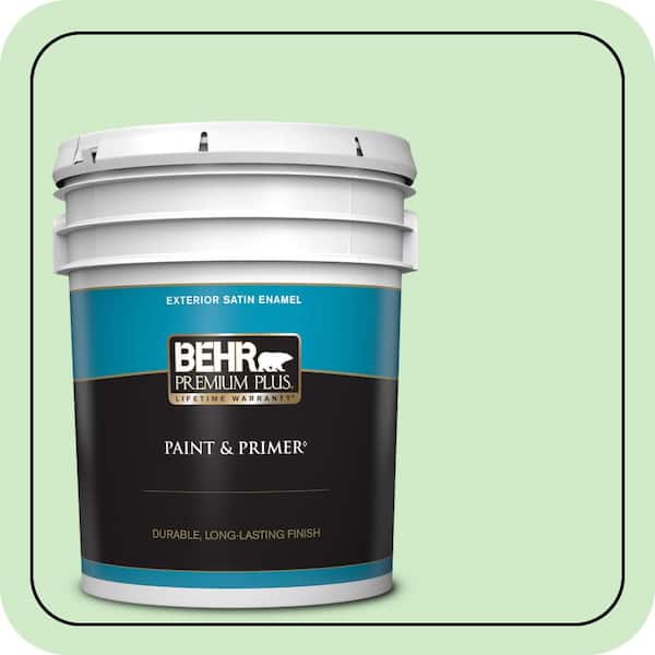 BEHR PREMIUM PLUS 5 gal. #440A-3 Mint Frappe Satin Enamel Exterior Paint & Primer