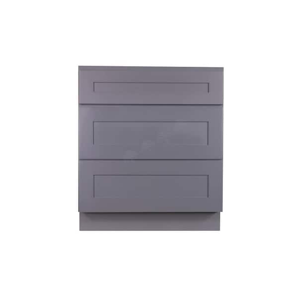 LIFEART CABINETRY Lancaster Gray Plywood Shaker Stock Assembled Base Drawer Kitchen Cabinet 30 in. W x 34.5 in. H x 24 in. D