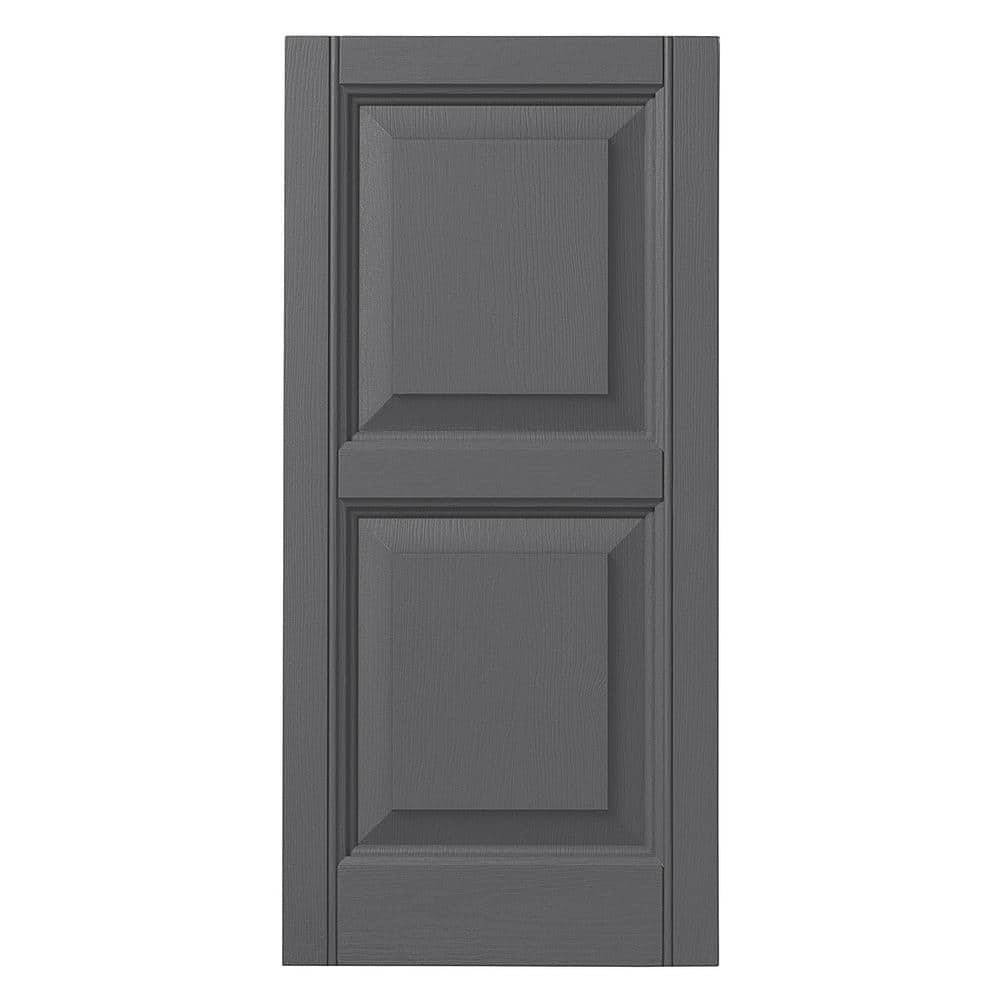 12 in. x 43 in. Raised Panel Polypropylene Shutters Pair in Gray