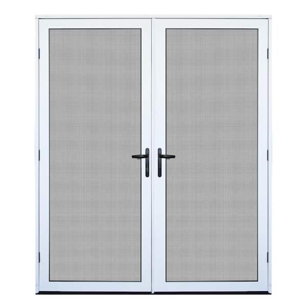 Unique Home Designs 64 in. x 80 in. White Surface Mount Ultimate Security Screen Door with Meshtec Screen