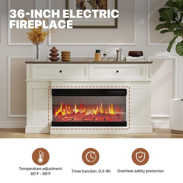 Sizzim 63 in. Freestanding Engineered Wood Electric Fireplace TV