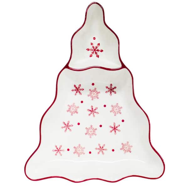 Euro Ceramica Winterfest Chip and Dip Tree Platter