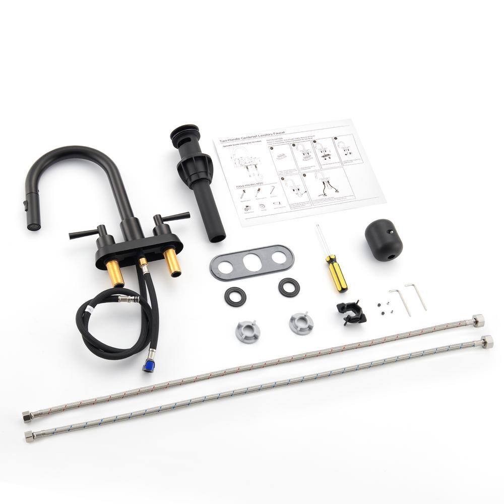 Matte Black Stainless Steel Double Handle Bathroom Faucet