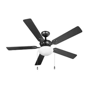 52 in. 1 LED Light Bulb Indoor/Outdoor Black Ceiling Fan Reverse Airflow 5 Blade 3 Speeds