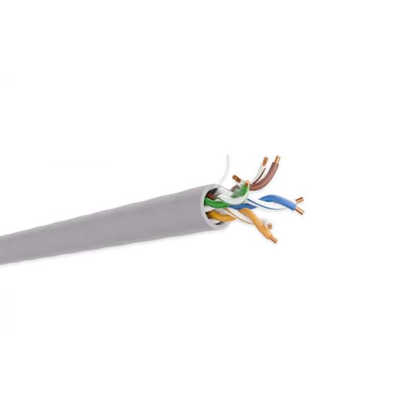 CAT 5E 1000 ft. Gray 24AWG / 8-Conductors Solid Copper UTP CMP Data Cable Plenum Ethernet Bulk