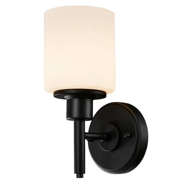 1 Light Matte Black Indoor Wall Sconce, Indoor Wall Lamp
