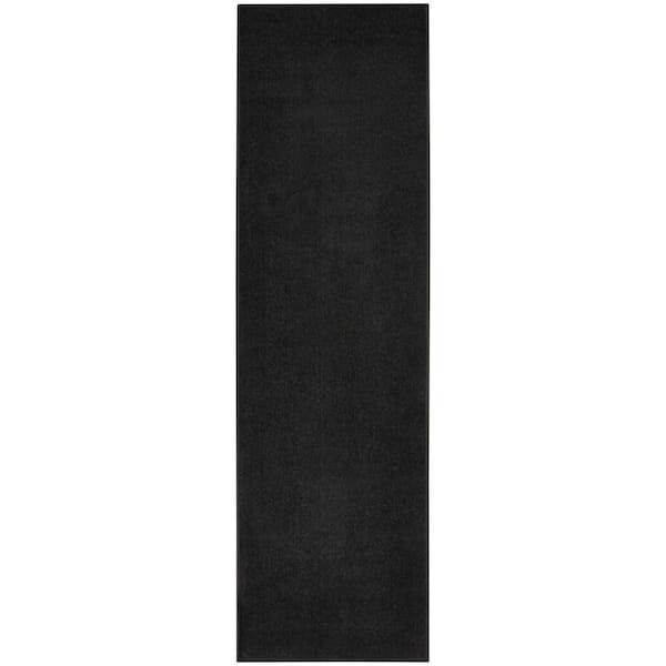 Essentials 2 ft. x 6 ft. Black Kitchen Runner Solid Indoor/Outdoor Area Rug