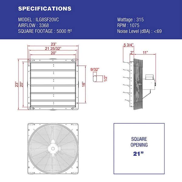 3368 CFM Silver Electric Powered Gable Mount Shutter Fan/Vent 3368 CFM Silver Electric Powered Gable Mount Shutter Fan/Vent