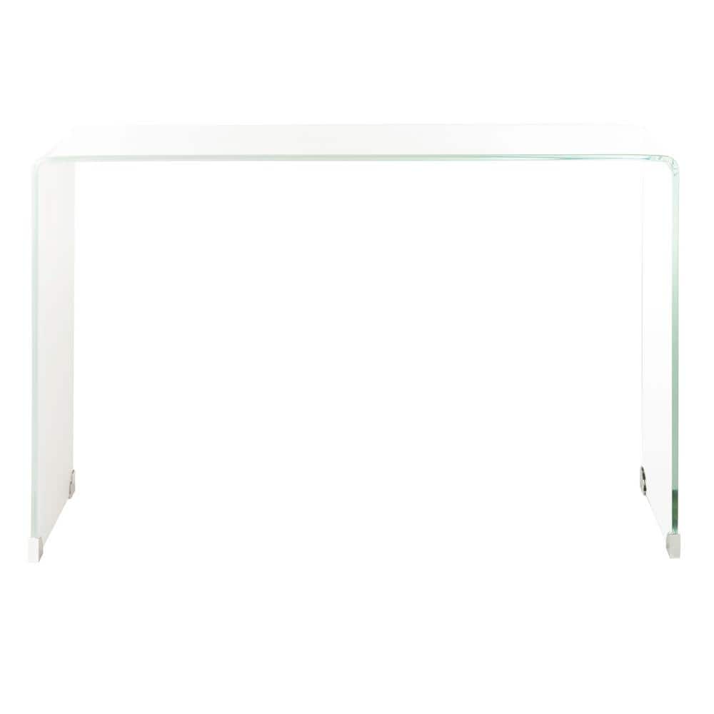 Transitional Clear to White Ombre Glass Console Table