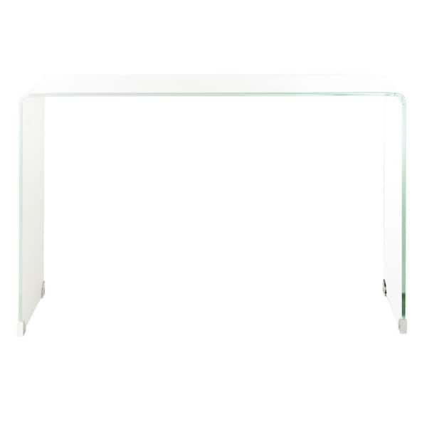 SAFAVIEH Crysta 44 in. Clear/White Rectangle Glass Console Table