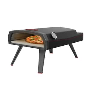 12 in. Portable Propane Gas Outdoor Pizza Oven in Black with Case, Pizza Peel and Pizza Cutter