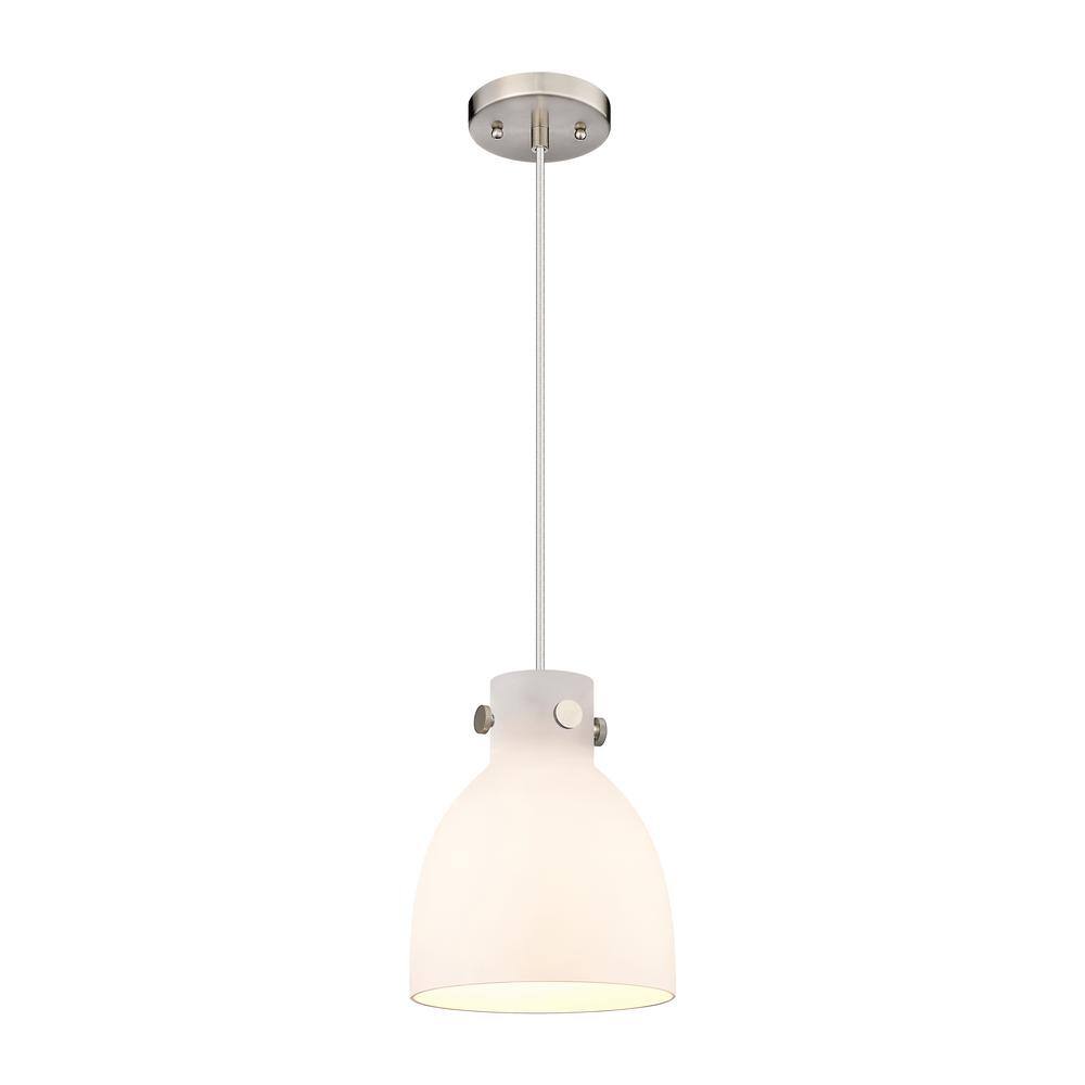 Newton Bell 100-Watt 1-Light Satin Nickel Shaded Pendant Light with Frosted Glass Frosted Glass Shade price history on PriceWatchPro