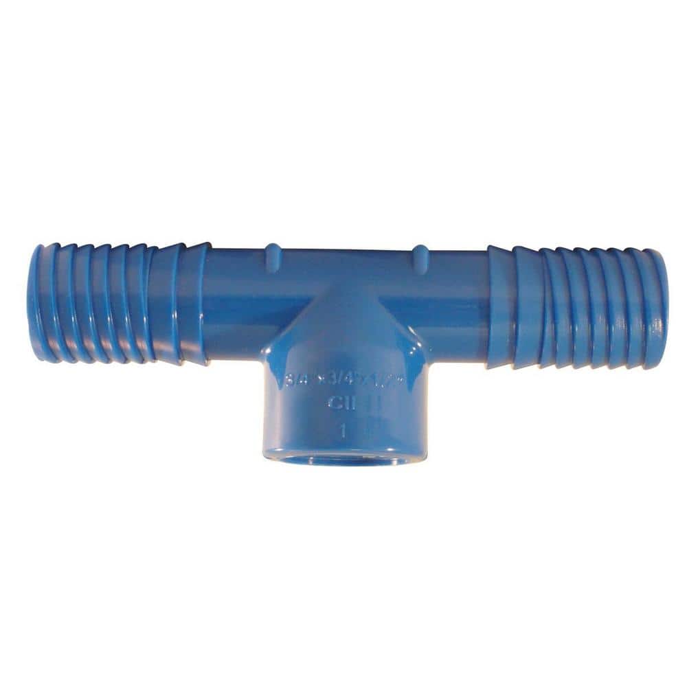 3/4 in. x 1/2 in. Barb Insert Blue Twister Polypropylene x FNPT Tee Fitting price history on PriceWatchPro