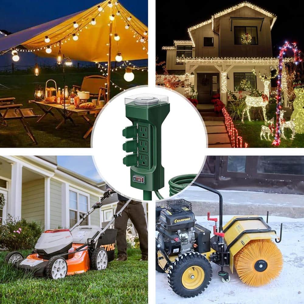 Green 6-Outlet Outdoor Stake Timer with Remote Control