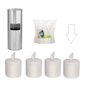 Stainless Steel Gym Wipes Commercial Hand Sanitizer Dispenser, 7 gal. Built-in Trash Can with 4 Rolls Lemon Wipes