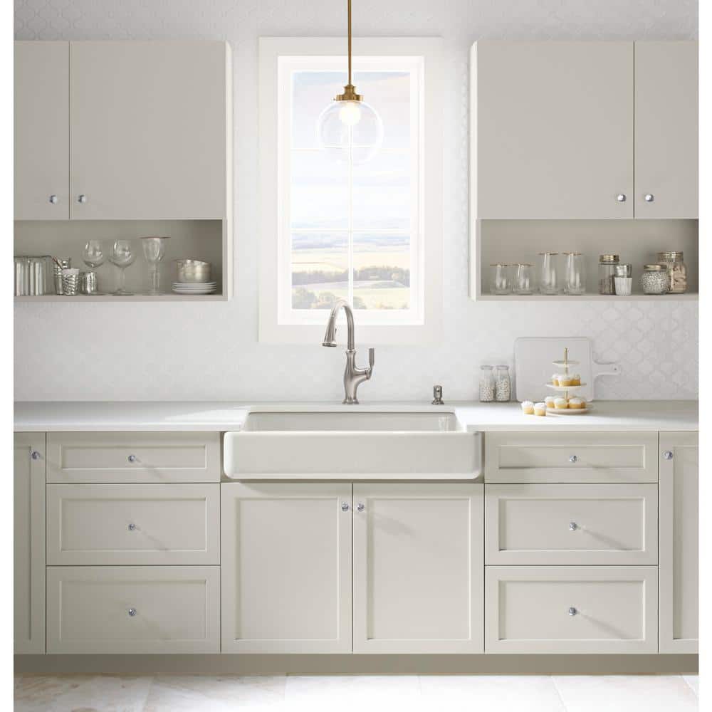 White Double Basin Cast Iron Farmhouse Kitchen Sink