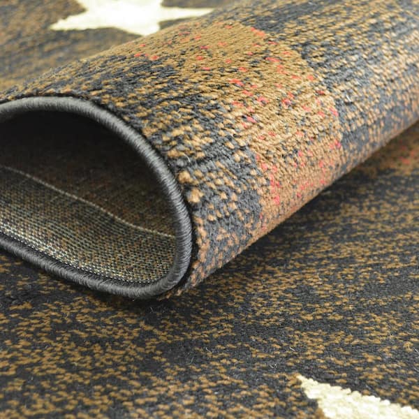 Hearthside Western Multi-Colored 8 ft. x 10 ft. Star Ebony Southwestern Area Rug