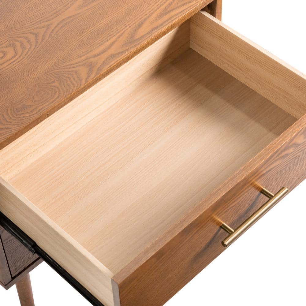 Riverstone Queen Walnut and Boucle Bedroom Set with Brass Handles