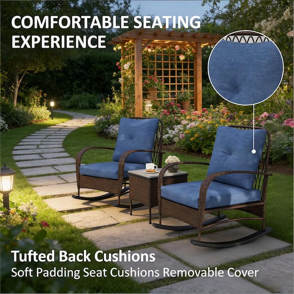 Brown 3-Piece Wicker Outdoor Bistro Set Patio Furniture Set with