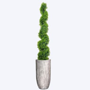 79 in. Artificial Spiral Topiary in Chevron planter