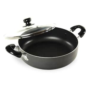 14 in. Aluminum Nonstick Frying Pan in Gray with Glass Lid