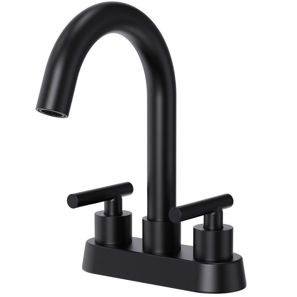 Matte Black Stainless Steel 2-Handle Bathroom Faucet with Deck Plate
