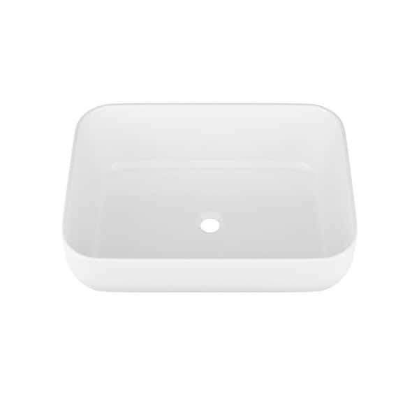 20 in. Bathroom Sink White Ceramic Rectangular Vessel Sink