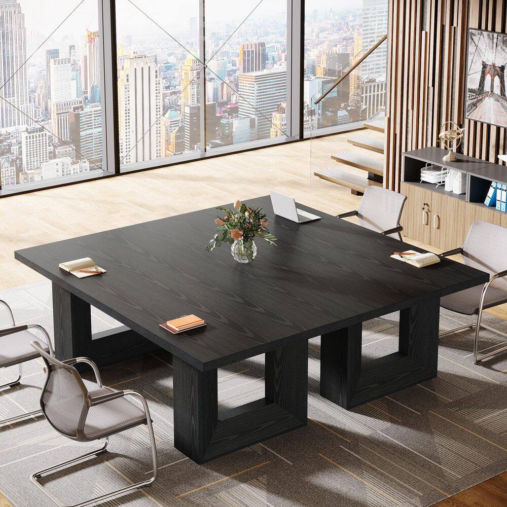 BYBLIGHT Capen Black 63 in. Computer Desk with Large Tabletop ...