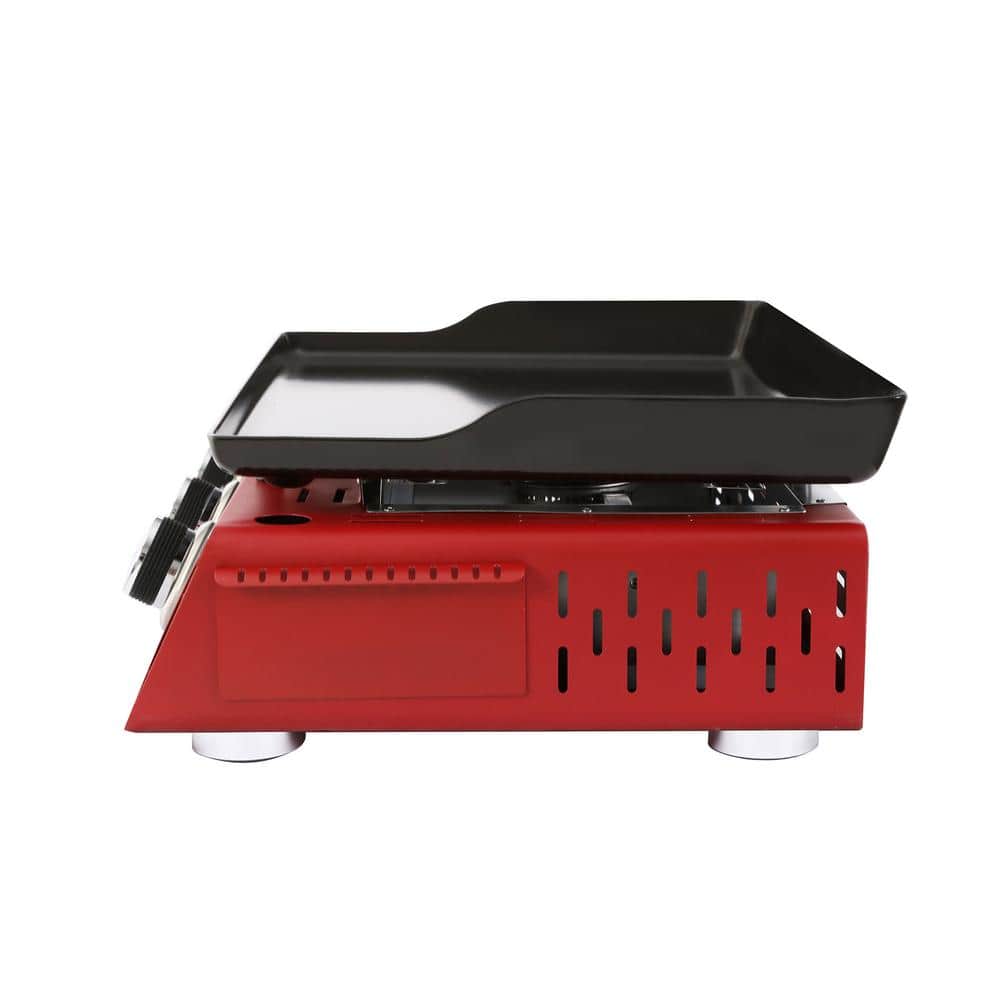 Red 24-Inch 3-Burner Portable Gas Grill Griddle