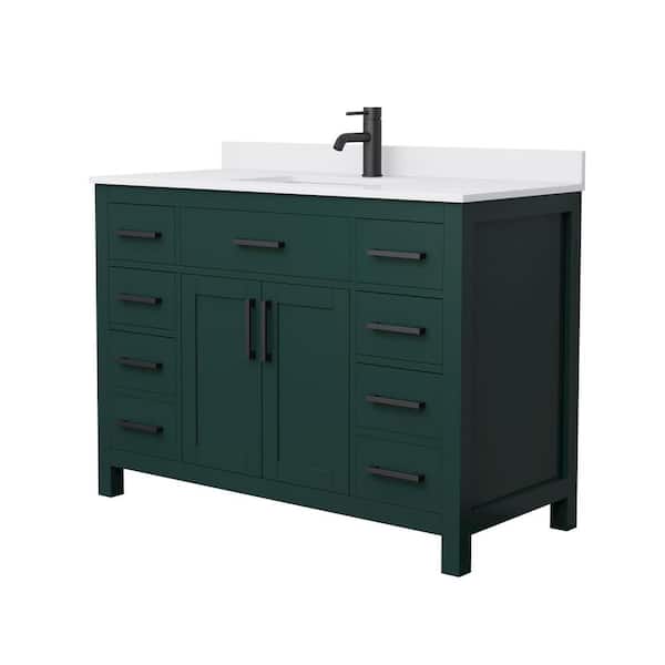 Wyndham Collection Beckett 48 in. W x 22 in. D x 35 in. H Single Sink Bathroom Vanity in Green with White Cultured Marble Top