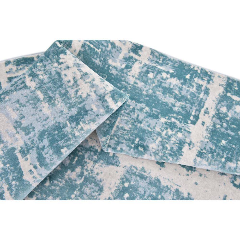 Turquoise Bliss 8x10 Hand-Knotted Wool Blend Modern Area Rug