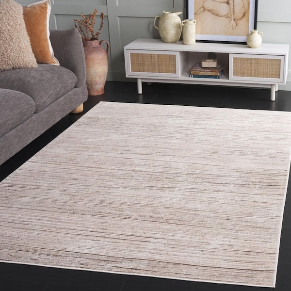 Whisper 9 ft. x 12 ft. Beige/Dark Beige Distressed Striped Area Rug