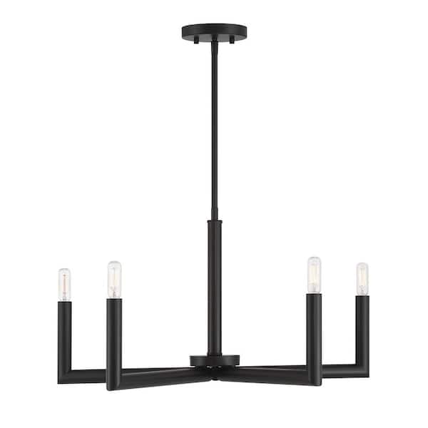 5-Light Matte Black Dimmable Contemporary Chandelier for Dining Room Kitchen Foyer